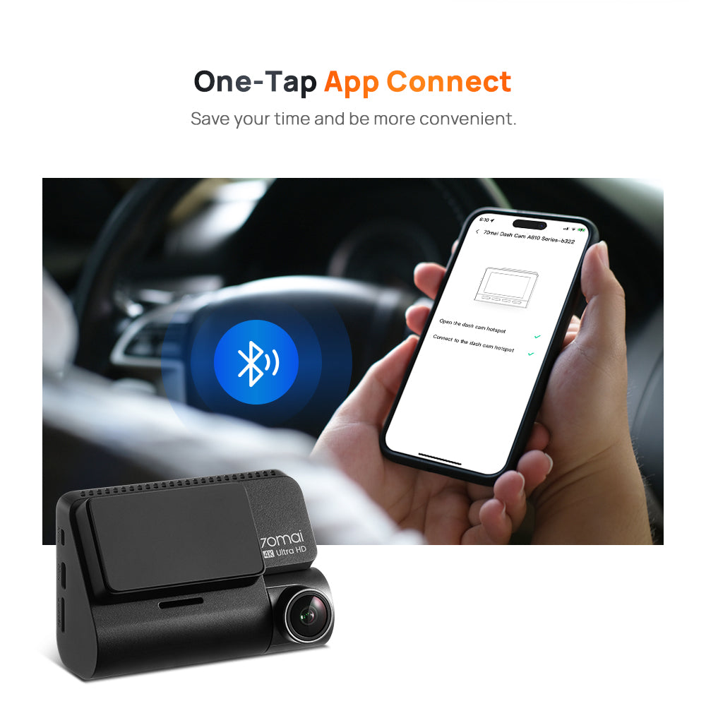70mai Dash Cam A810 Set 4G Live Control Front 4K 2160P Rear HDR 1080P Fov150 Dashcam Mobil