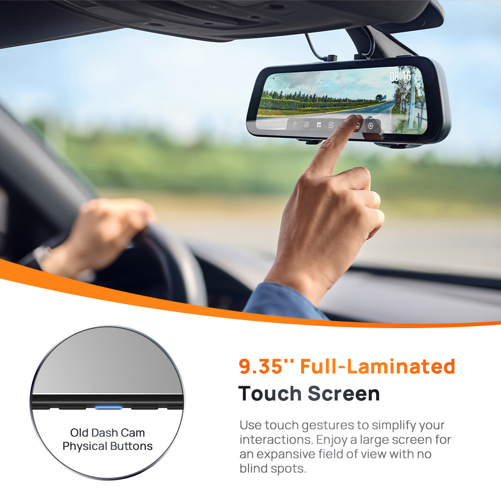 70mai Dash Cam S500 Set 9.35" Full-Laminated Touch Screen 3K Resolution Fov 138 SONY STARVIS 2 Dashcam Mobil Depan dan Belakang