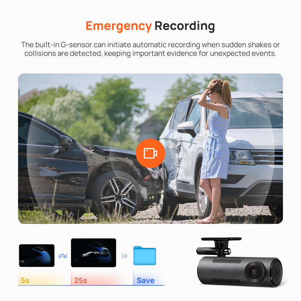 70mai Dash Cam M310 2K QHD FOV 130 Voice Control Pengawasan Parkir 24 Jam Dashcam Mobil