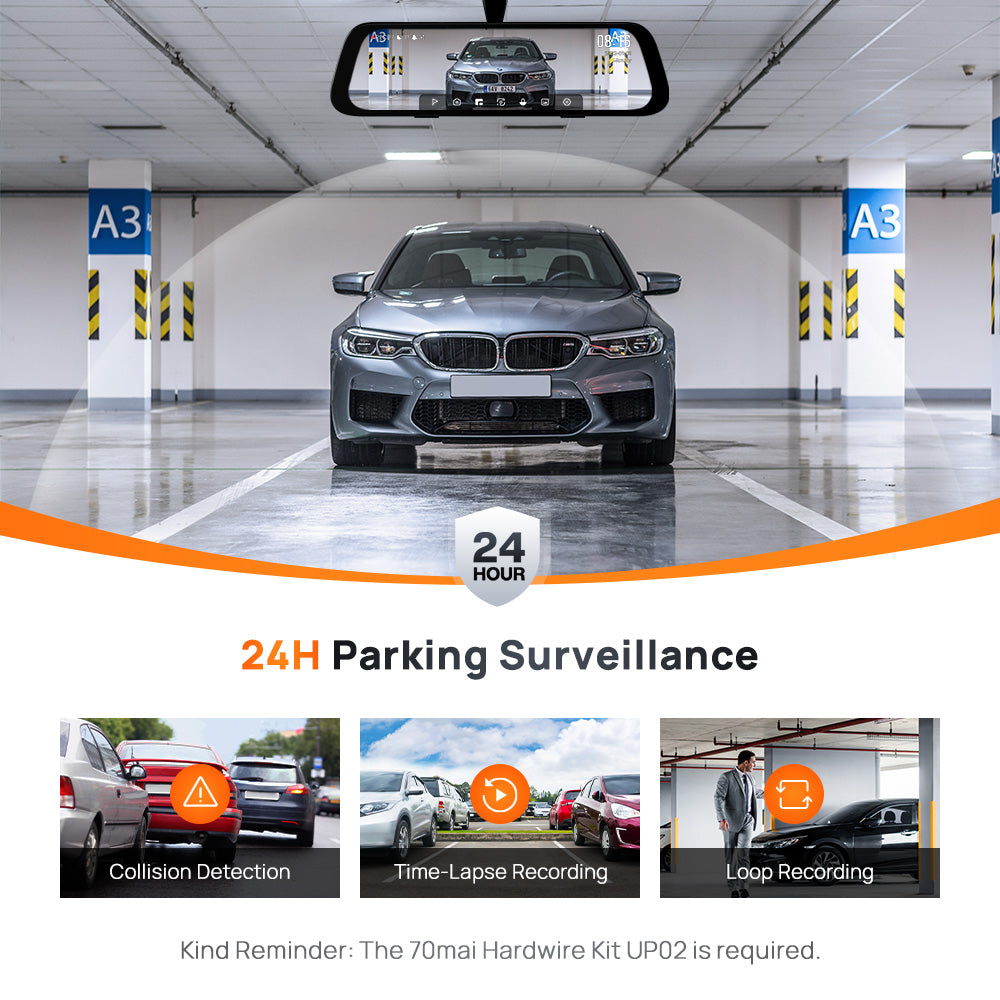 70mai Dash Cam S500 Set 9.35" Full-Laminated Touch Screen 3K Resolution Fov 138 SONY STARVIS 2 Dashcam Mobil Depan dan Belakang