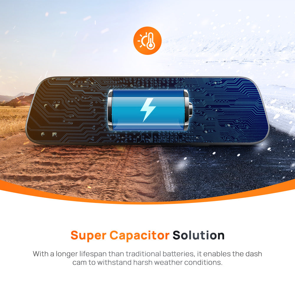 70mai Dash Cam S500 Set 9.35" Full-Laminated Touch Screen 3K Resolution Fov 138 SONY STARVIS 2 Dashcam Mobil Depan dan Belakang