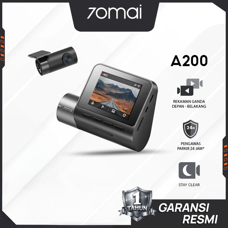 70mai Dash Cam A200 Set Dual Channel 1080P HDR Night Vision WiFi Parkir 24 Jam