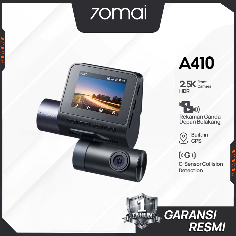 70mai Dash Cam A410 Set 2.5K Dual Channel Kamera Depan Belakang HDR Night Vision GPS WiFi Parkir 24 Jam Anti Maling G-Sensor Dashcam Mobil