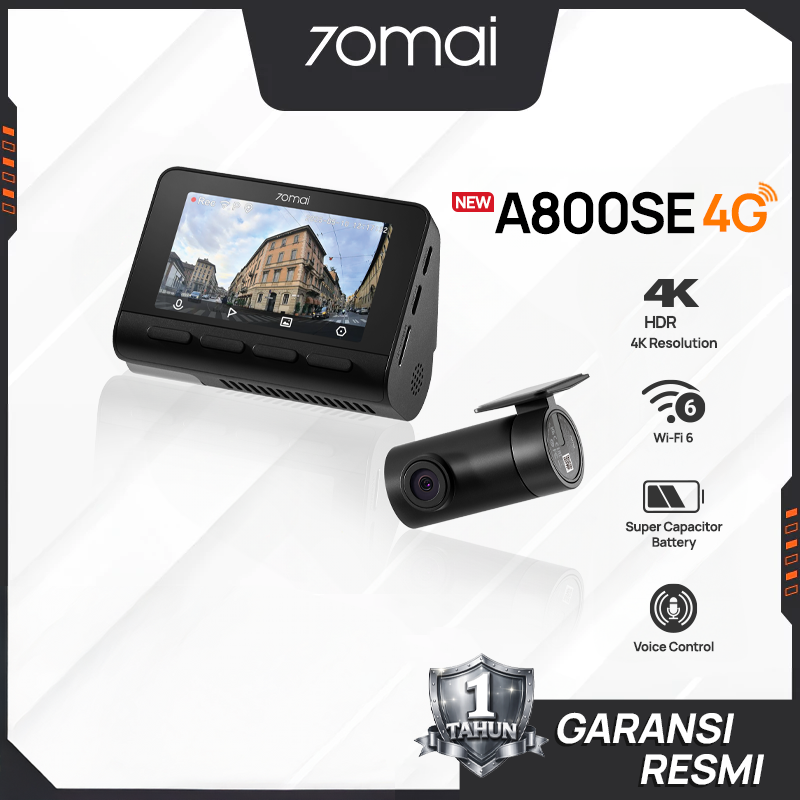 70mai Dash Cam A800SE Set 4G UHD 4K WI-FI 6 Built-in GPS Supercapacitor Voice Control