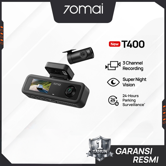 70mai Dash Cam T400 Set Three-Channel 1440P HDR Night Vision Bulit-in GPS Parkir 24 Jam Anti Maling Supercapacitor Voice Control Kamera Mobil
