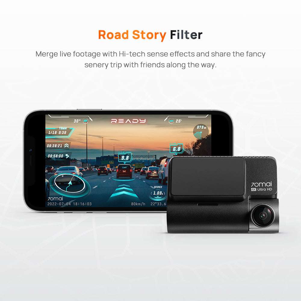 70mai Dash Cam A810 Set 4G Live Control Front 4K 2160P Rear HDR 1080P Fov150 Dashcam Mobil