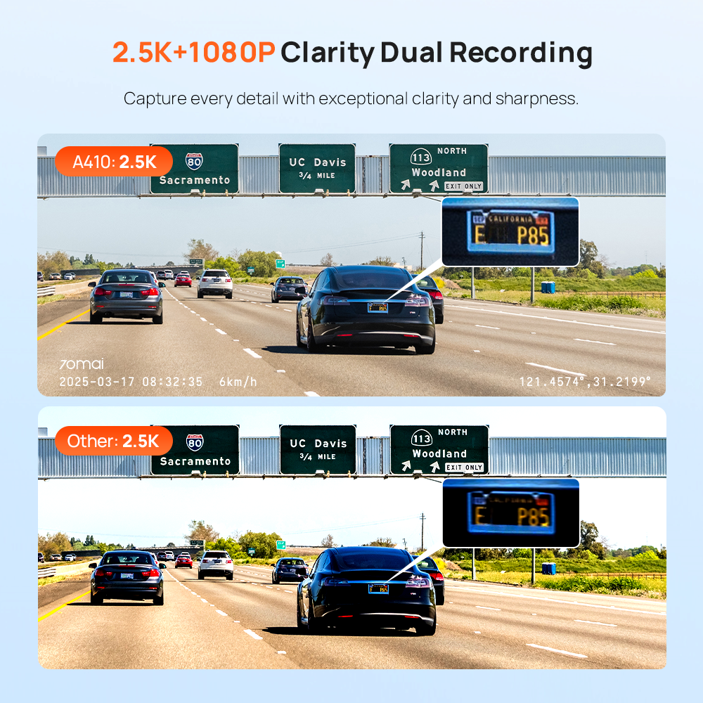 70mai Dash Cam A410 Set 2.5K Dual Channel Kamera Depan Belakang HDR Night Vision GPS WiFi Parkir 24 Jam Anti Maling G-Sensor Dashcam Mobil
