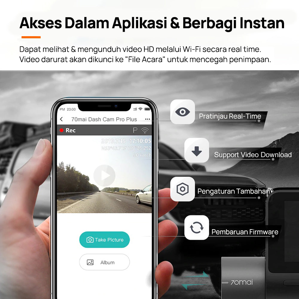 70mai Dash Cam Pro Plus A500s Set 1944P GPS ADAS(Front +Rear Camera) Dashcam Mobil