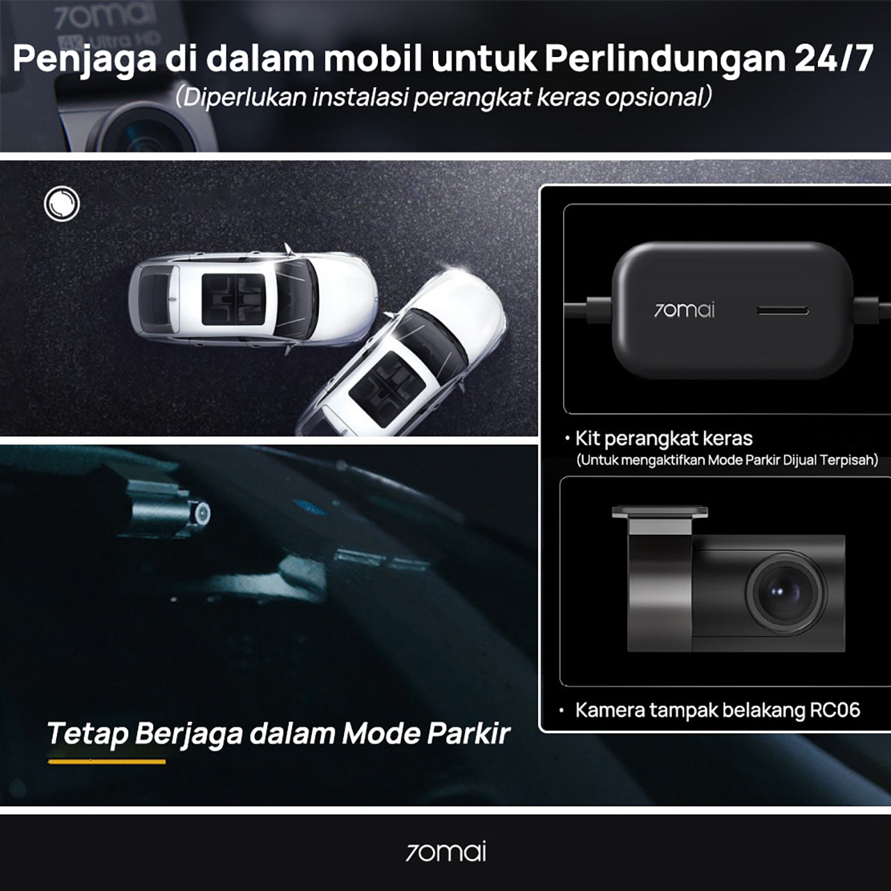70mai Dash Cam A800S Set Front 2160P Rear 1080P FOV 140 GPS Night Vision ADAS Dashcam Mobil