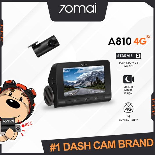 70mai Dash Cam A810 Set 4G Live Control Front 4K 2160P Rear HDR 1080P Fov150 Dashcam Mobil