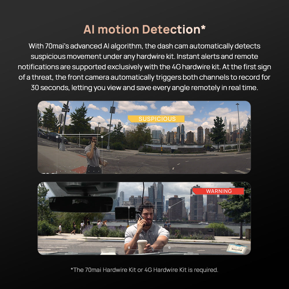 70mai Dash Cam A810S Set 4K Can Use 4G Kit WiFi 6 GPS Kamera Depan Belakang Night Vision HDR Parkir 24 Jam Anti Maling G-Sensor Supercapacitor Dashcam Mobil
