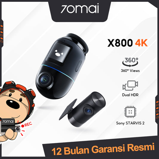 70mai Dash Cam X800 4K Omni Set (Front +Rear Camera) 4G Live Control FOV 360  Supercapacitor Sony Starvis2 HDR Dual-Channel Supported